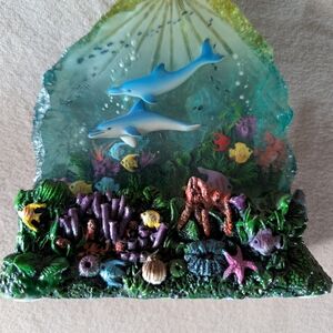 Oceanic Dolphin Figurine with Coral Accents